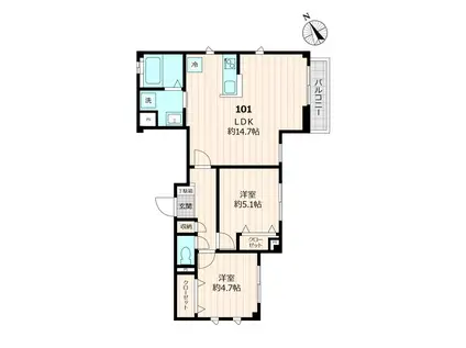 ユアメゾン上板橋(2LDK/1階)の間取り写真