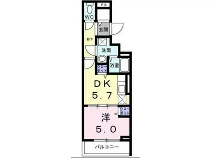 VENTFORETヴァンフォ(1DK/1階)の間取り写真