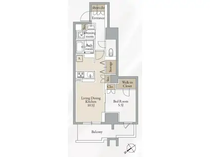 クロスレジデンス高田馬場(1LDK/3階)の間取り写真