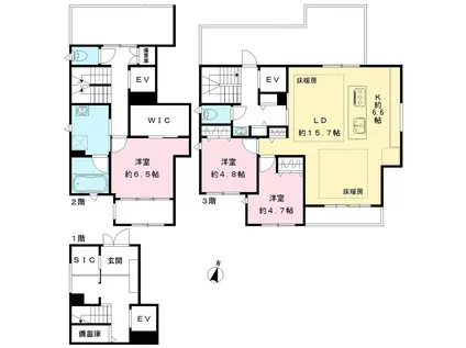ソレイユ大原(3LDK/3階)の間取り写真
