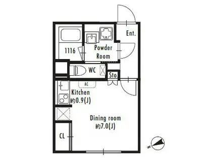 GRANPASEO西新宿(ワンルーム/3階)の間取り写真