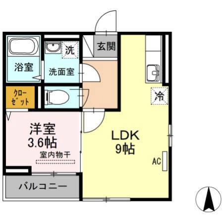 K.I FLATS-Ⅲ(1LDK/1階)の間取り写真