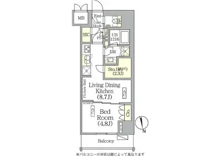 ザ・パークハビオ神楽坂レジデンスサウス(1LDK/3階)の間取り写真