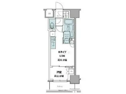 クレストコート東中野(1LDK/11階)の間取り写真