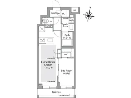 コンフォリア・リヴ東中野(1LDK/3階)の間取り写真