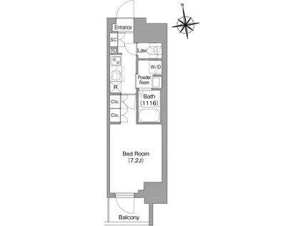 コンフォリア・リヴ北新宿(1K/2階)の間取り写真