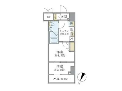 エレミ本蓮沼(2K/3階)の間取り写真