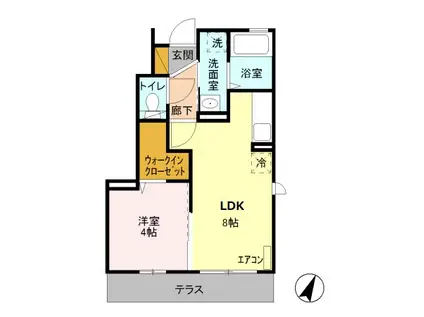 フェンテ前野(1LDK/1階)の間取り写真