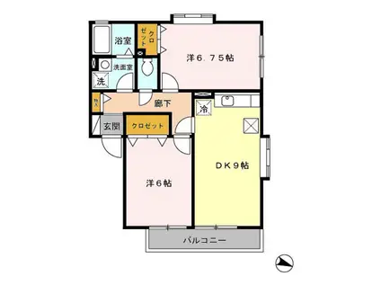 アイランドF(2LDK/1階)の間取り写真