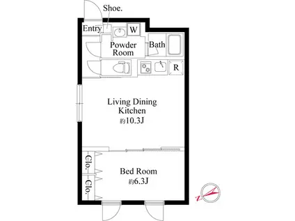 アバンティア阿佐ヶ谷南(1LDK/3階)の間取り写真