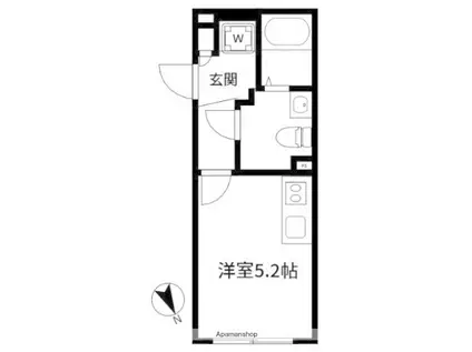 アルティローザ笹塚(ワンルーム/1階)の間取り写真