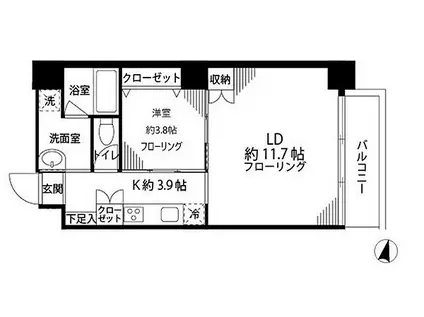 豊島区池袋2丁目(1LDK/9階)の間取り写真