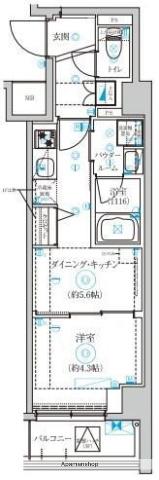 セジョリ高井戸Ⅱ(1DK/1階)の間取り写真