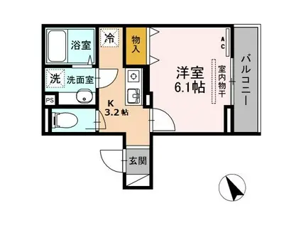 グレースマルニII(1K/1階)の間取り写真