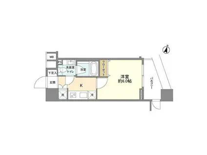 ファーストリアルタワー新宿(1K/14階)の間取り写真