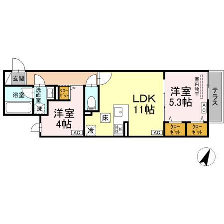 セレスティア上鷺宮II(2LDK/1階)の間取り写真