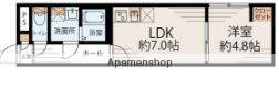 フラット富久町(1LDK/4階)の間取り写真