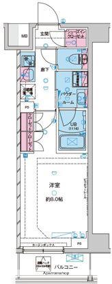 GENOVIA北池袋Ⅱ(1K/2階)の間取り写真
