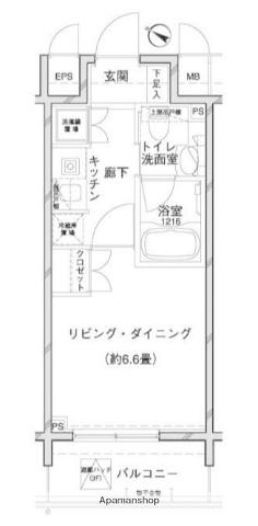 THEパームス田園調布(1K/4階)の間取り写真