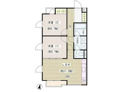 エクセル米喜(2LDK/2階)の間取り写真