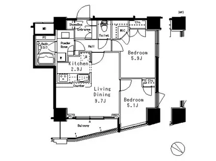 MFPR目黒タワー(2LDK/6階)の間取り写真