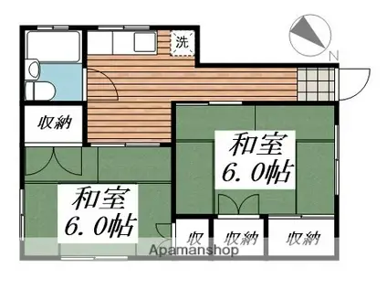 ホワイトハウスA棟(2K/1階)の間取り写真