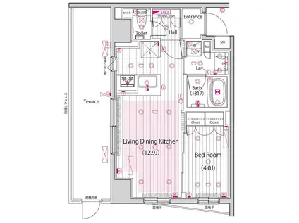 ガーラ・プレシャス三軒茶屋(1LDK/1階)の間取り写真
