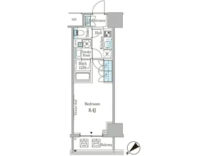 ルビア赤坂(1K/6階)の間取り写真