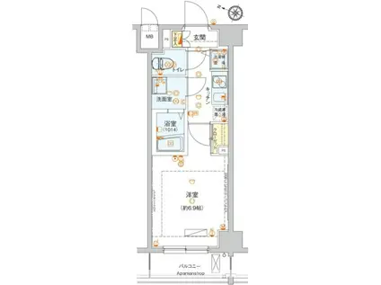 ハーモニーレジデンス池上(1K/2階)の間取り写真