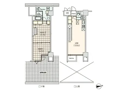 カスタリア芝公園(2LDK/1階)の間取り写真