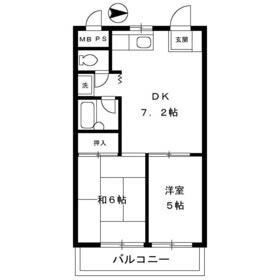 三桃マンション(2DK/4階)の間取り写真