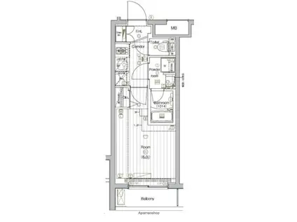 THE PREMIUM CUBE G 大崎(1K/2階)の間取り写真