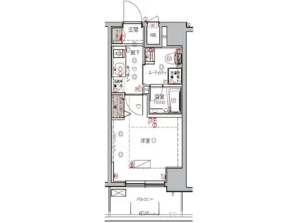 ハーモニーレジデンス大森ウエスト(1K/7階)の間取り写真