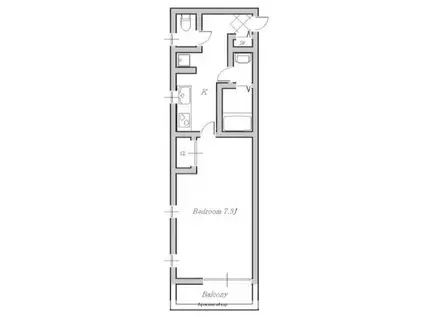 上池台ゼルコバマンション(1K/4階)の間取り写真