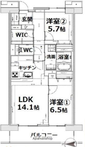 アクティ目黒駅前2棟(2LDK/8階)の間取り写真