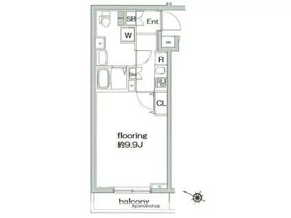 グランヴァン西馬込Ⅲ(1K/4階)の間取り写真