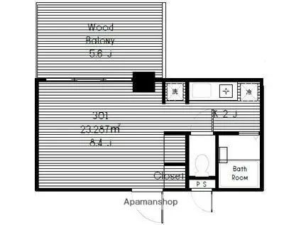 ウェル田園調布(ワンルーム/3階)の間取り写真