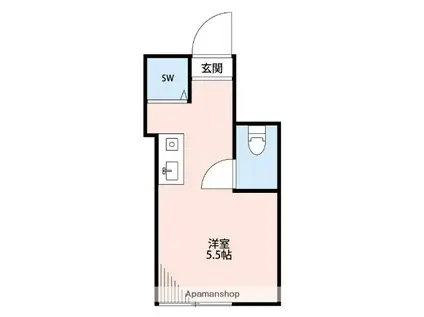 コートハウス南馬込Ⅱ(ワンルーム/2階)の間取り写真