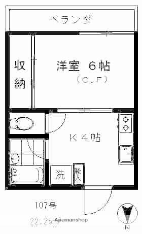 東急大井町線 旗の台駅 徒歩1分 4階建 築32年(1K/1階)の間取り写真