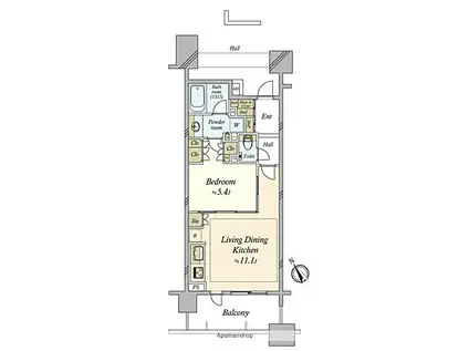クレヴィアタワー目黒不動前(1LDK/15階)の間取り写真