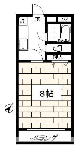 サンヒルズ東馬込(1K/2階)の間取り写真