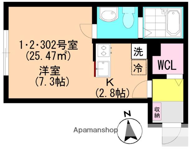 AJ馬込(ワンルーム/3階)の間取り写真