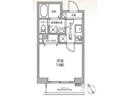 プロスペレ池上(1K/2階)の間取り写真