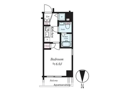 XEBEC中延 ジーベック(1K/2階)の間取り写真