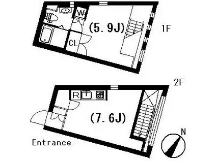 ラティエラ祐天寺(1LDK/2階)の間取り写真