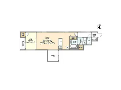 NEMO柿の木坂(1LDK/1階)の間取り写真