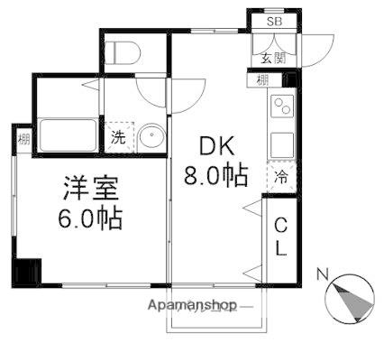 レジデンスオザキ(1DK/3階)の間取り写真