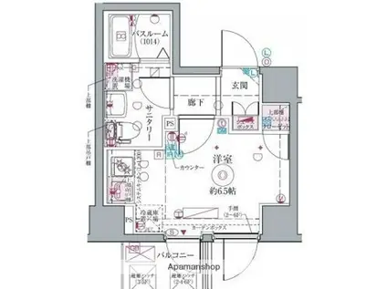 クレヴィスタ戸越公園(1K/4階)の間取り写真