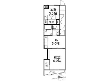 ソルトハイムⅡ(2DK/2階)の間取り写真