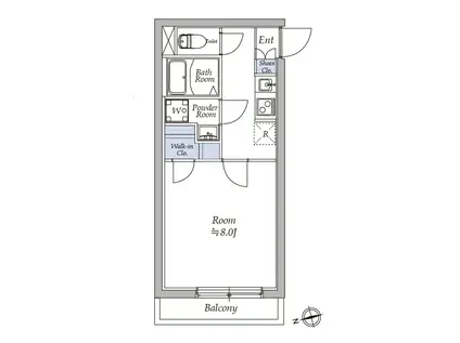 アトリオフラッツ奥沢(1K/2階)の間取り写真